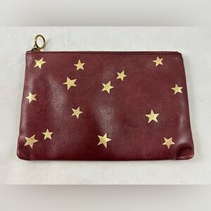 Madewell The Leather Pouch Clutch: Star Embossed Edition Burgundy Gold Pouch